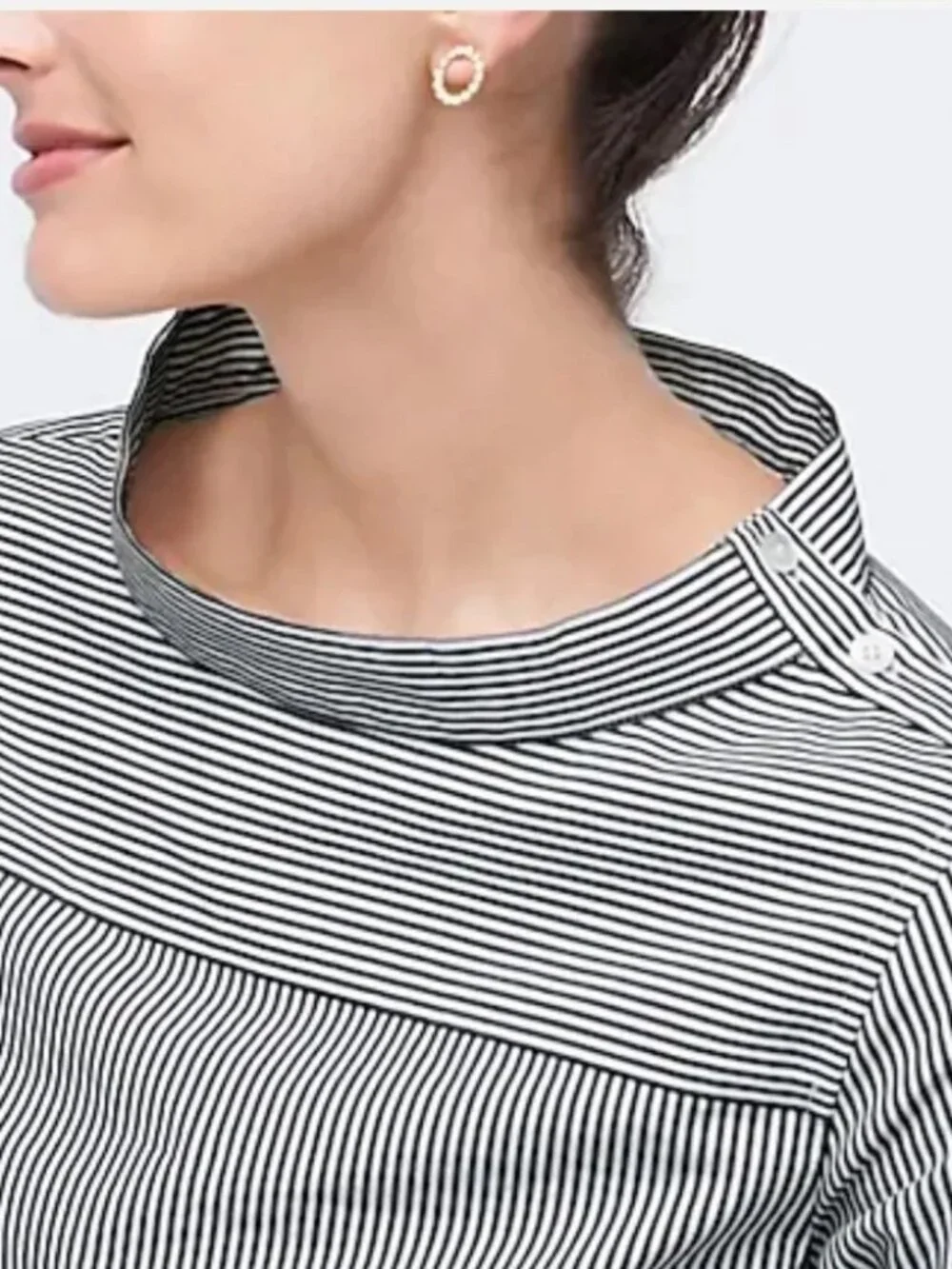 JCrew Funnel Neck Striped Shirt - Picture 2 of 8